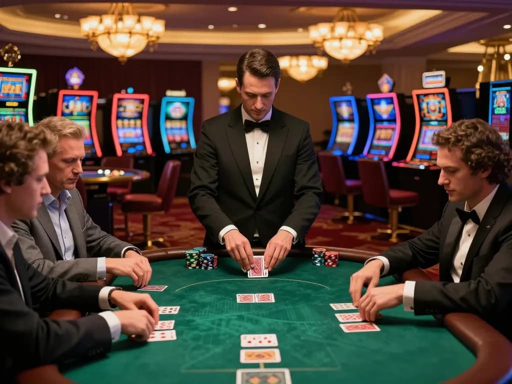 Players experience thrilling poker gameplay at CM88 casino's luxury poker table with vibrant ambient lighting.