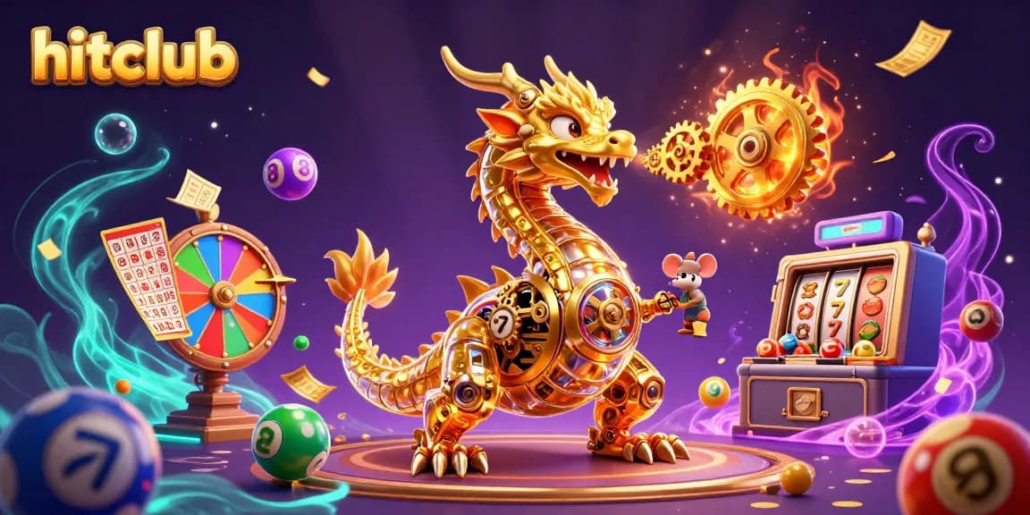 Engage with hitclub's thrilling adventure featuring a dragon, games, and vibrant lottery elements.