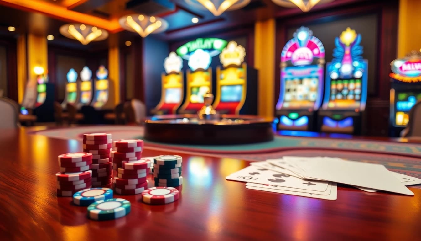 Experience the thrill of https://max88.bz/ with colorful poker chips and a roulette wheel in a luxury casino.