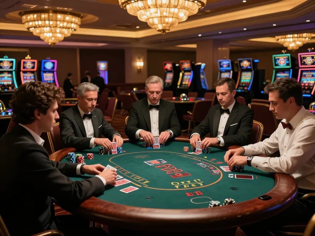 Experience game 98win strategy at an elegant blackjack table in a luxurious casino.
