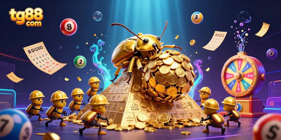 Experience the excitement of tg88 com as golden coins roll in a vibrant casino-themed digital illustration.