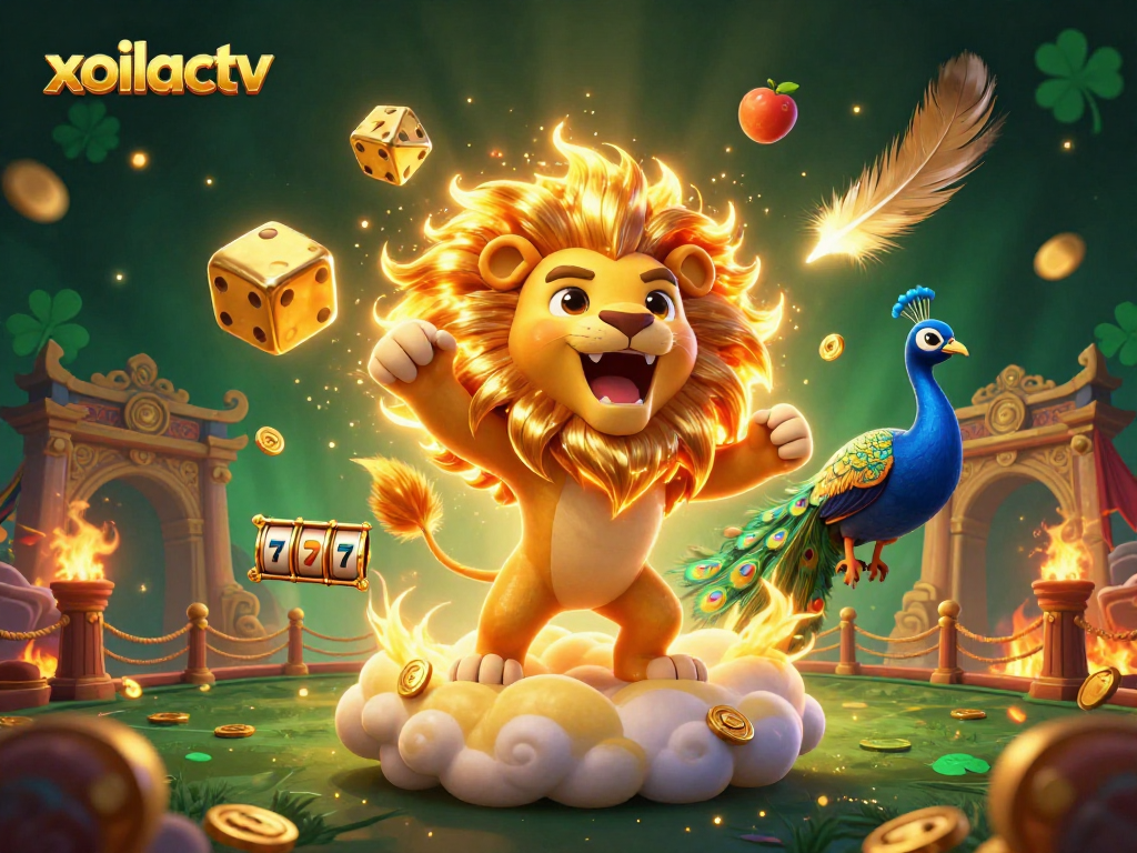 Experience the excitement of xoilactv with our vibrant casino-themed illustration featuring engaging characters and dynamic slot elements.