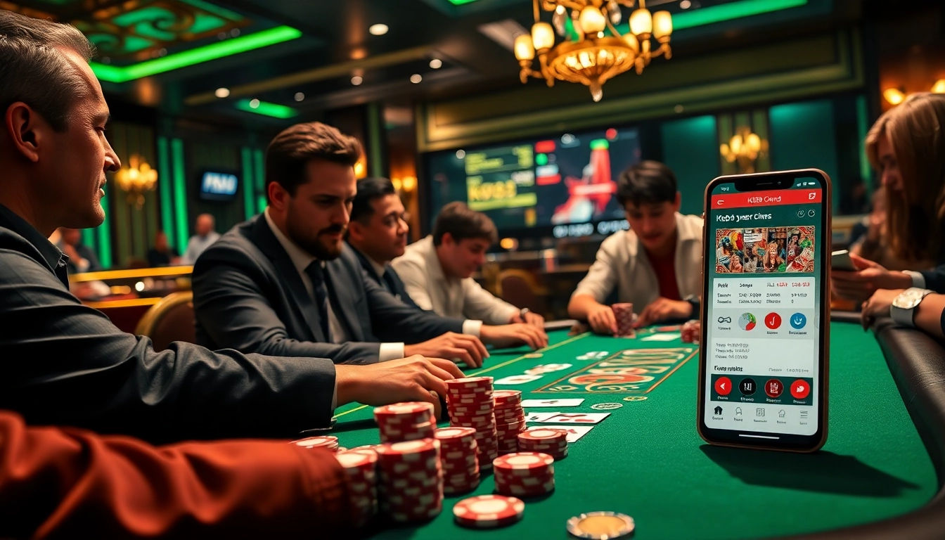 Experience the excitement of the kp88 app at a high-stakes poker table with luxurious ambiance.