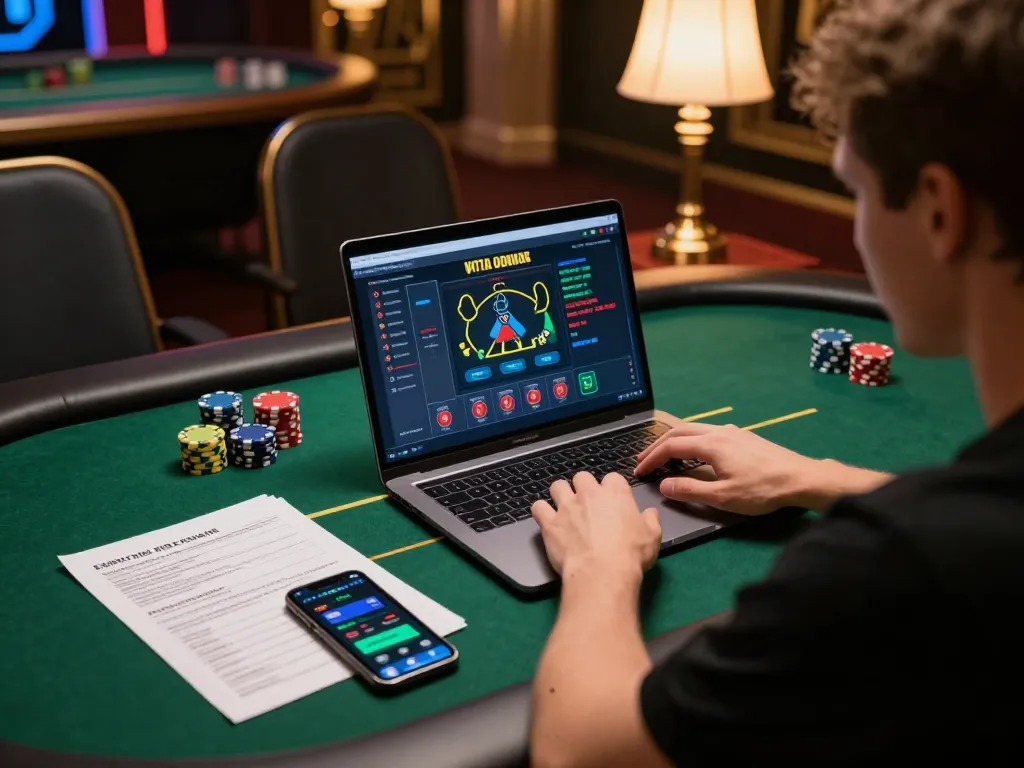 Engaged player at https://one88.br.com/ immersing in a high-stakes online poker tournament.