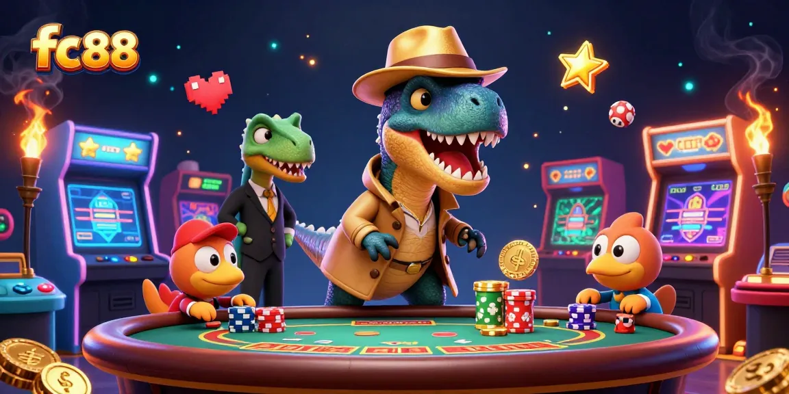 Experience the thrill at fc 88 with colorful casino game elements and lively characters.