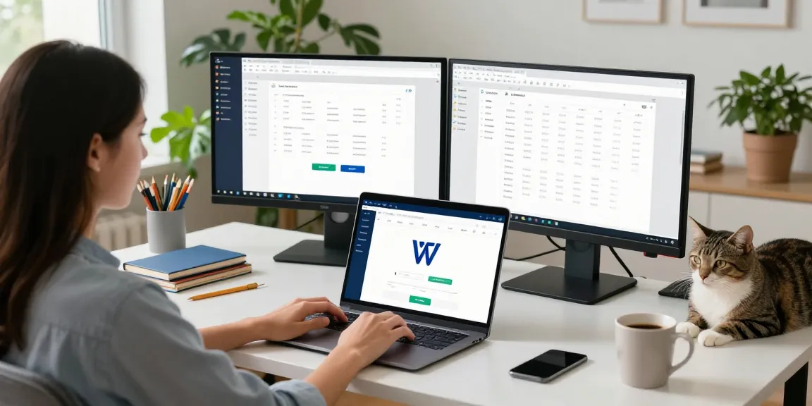Seamlessly downloading WPS Download on a laptop in a modern home office.