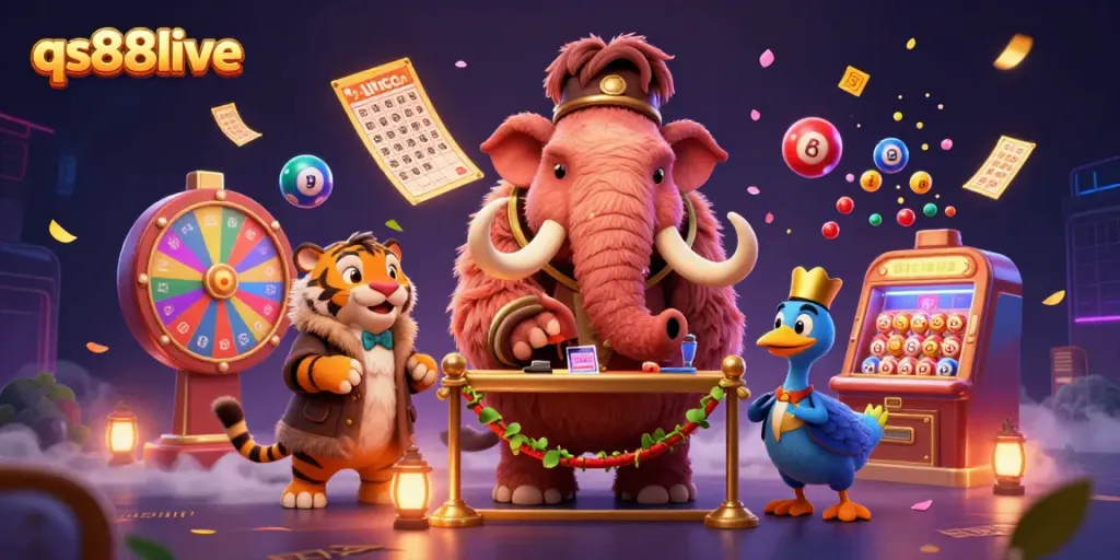 Experience the excitement of qs88live with a vibrant casino scene featuring unique characters and dynamic game elements.