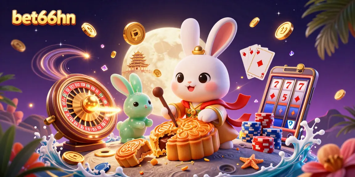 Experience thrilling gameplay at bet66hn with a vibrant 3D moon-themed casino illustration featuring exciting game elements.