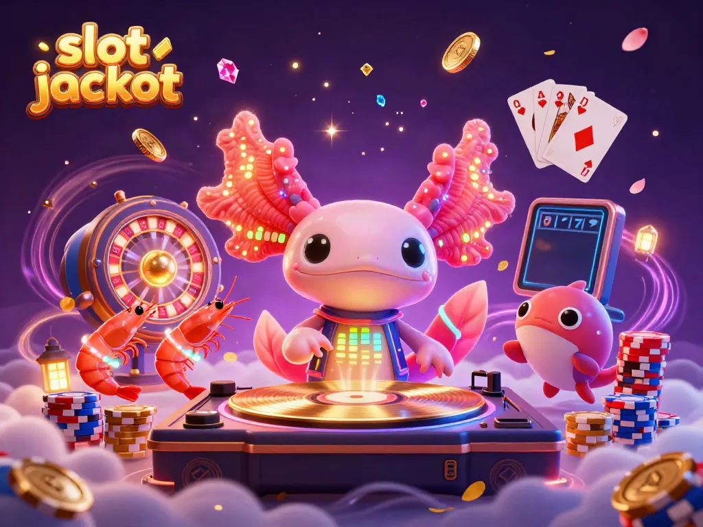 Experience the excitement of a slot jackpot with lively casino elements and fun characters.
