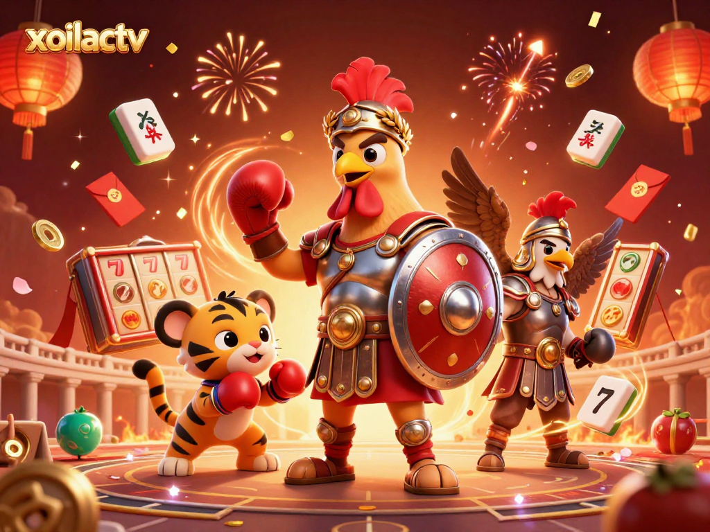 Engage with the thrilling xoilactv experience featuring a dynamic 3D casino battle scene.