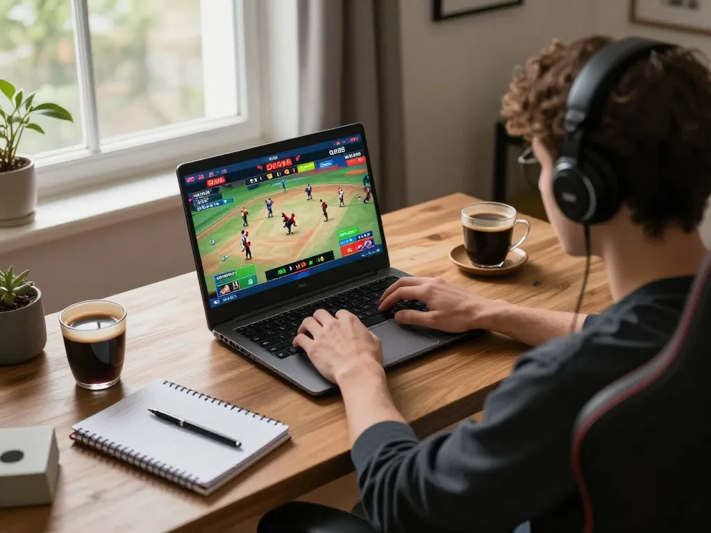 Player engaged in da ga88 online betting, showcasing live cockfighting action on laptop screen.