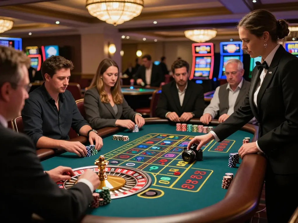 VA88 players engaging in an intense roulette game at a luxurious casino table.
