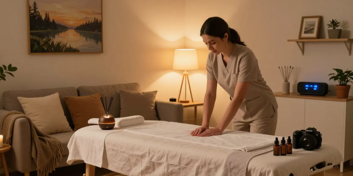 시흥출장안마 professional home massage setting with serene atmosphere and calming elements