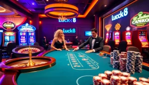 Experience thrilling gameplay at Luck8 casino with vibrant slot machines and live dealer action.
